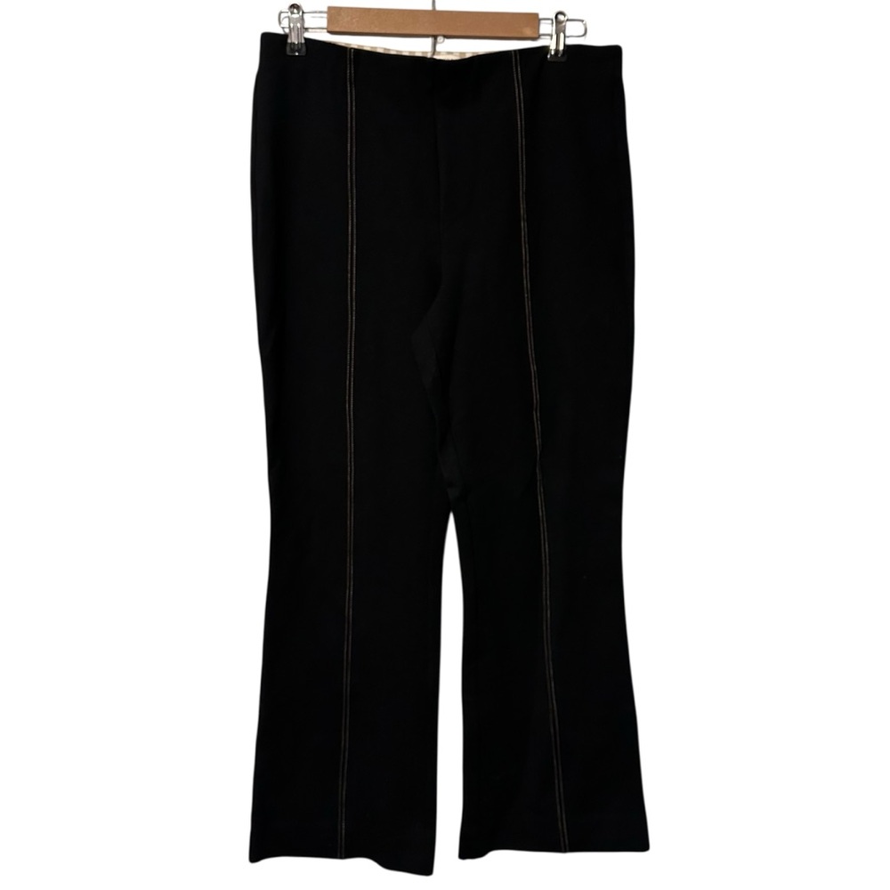 Anthropologie Essential Crop Flare Pants Contrast Stitch Office Siren Preppy M